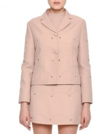 Valentino Rockstud Scalloped Crepe Jacket at Neiman Marcus